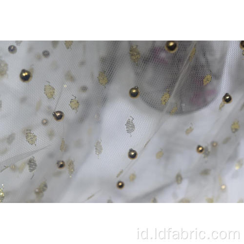 100% Nylon Gold Pattern Mesh Fabric Dengan Lulu